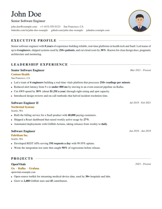 Executive Board resume template