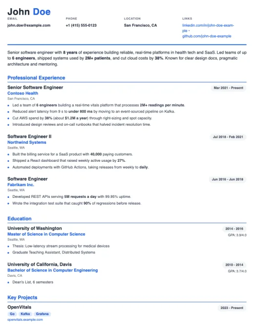 Modern Professional resume template